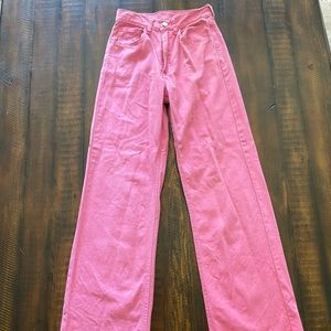 Pink Wide Leg Jeans